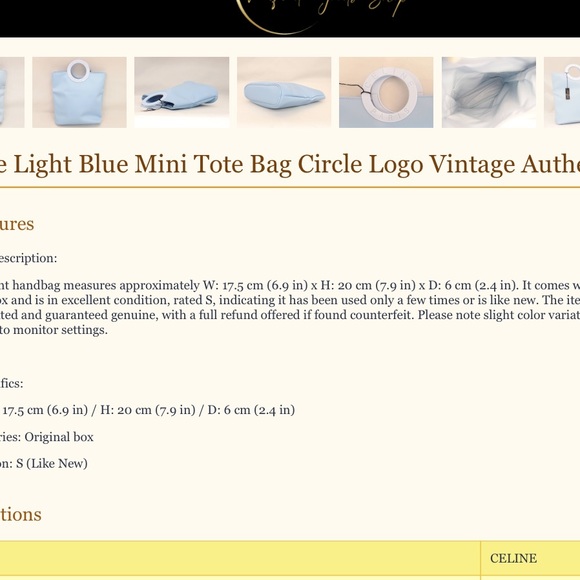 Celine Light Blue Tote Bag - Picture 8 of 8